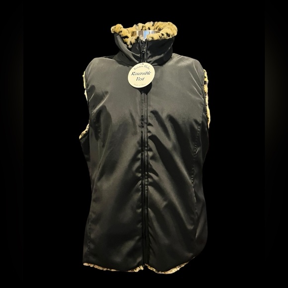 NWT Kristen Blake reversible faux fur animal print vest - Picture 2 of 11